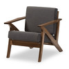 Baxton Studio Cayla Grey and "Walnut" Wood Living Room 1-Seater Lounge Chair 126-6885